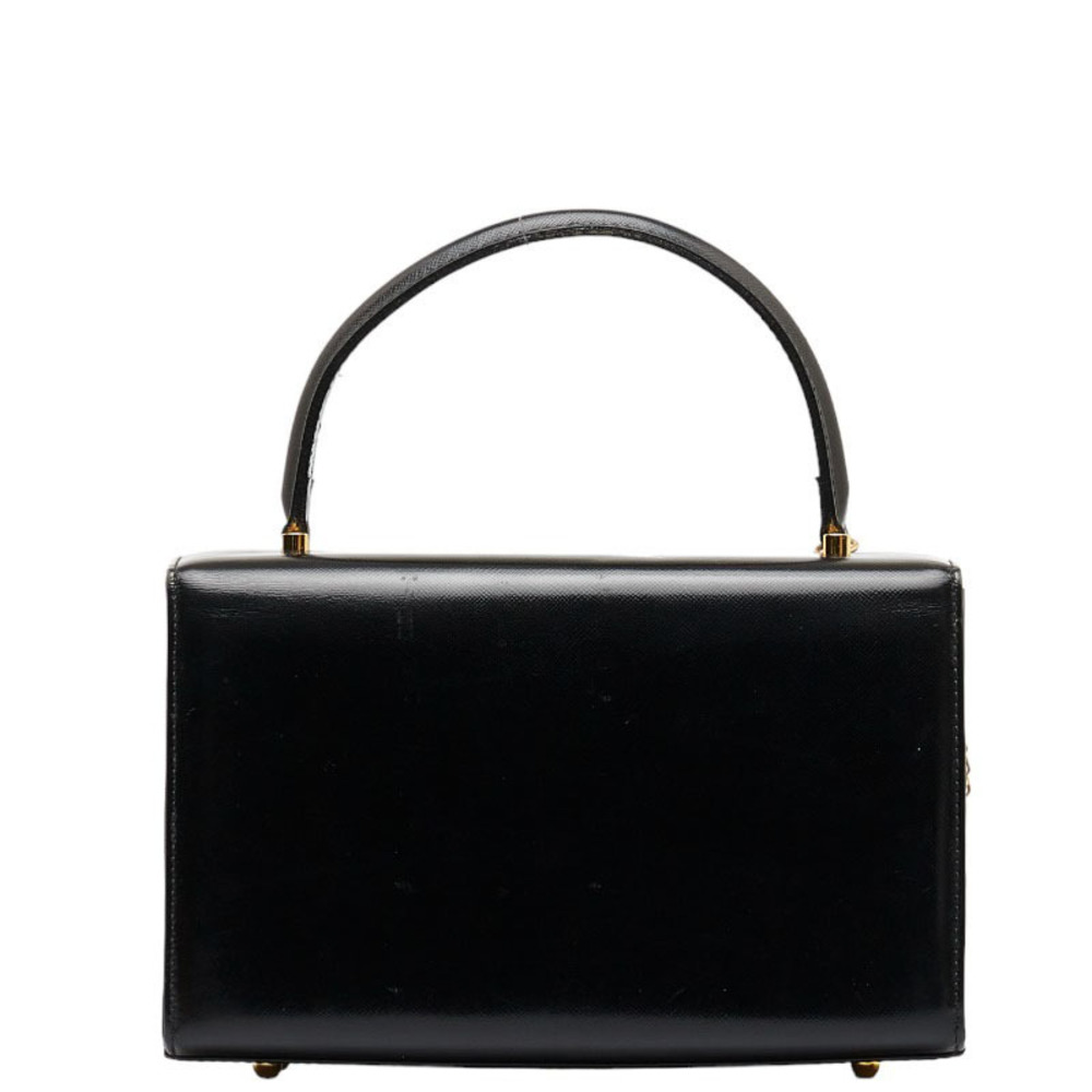 Versace Sunburst Gold Hardware Handbag Vanity Bag Black Enamel Leather - Picture 3 of 10